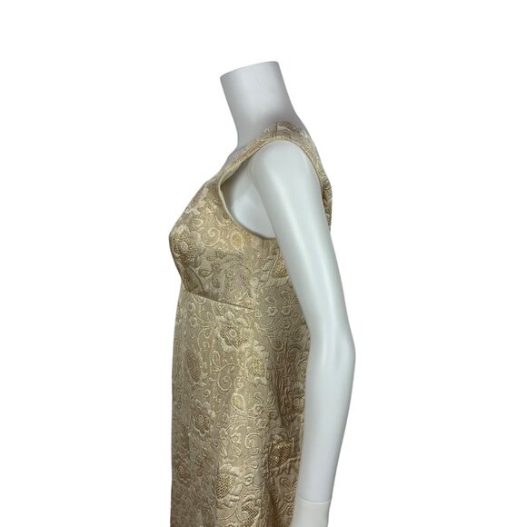 Vintage 60s Brocade Dress Womens Small Gold Floral Cocktail Shift - Picture 11 of 11